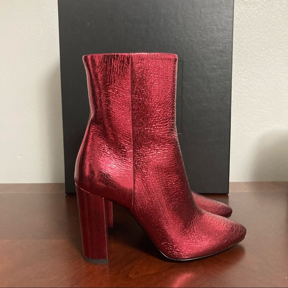 New Saint Laurent Lou 95 Zip Bootie Red Cracked Leather Size 36EU/6US - Picture 2 of 11